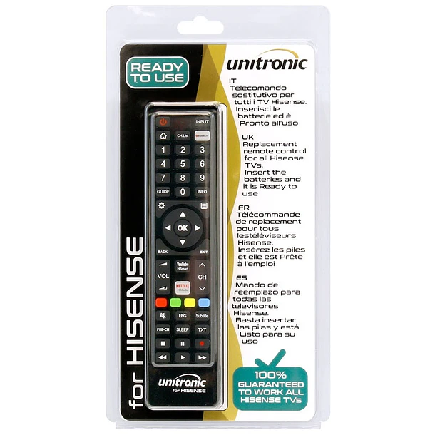 Comando Universal Dedicado p/ TVs LCD HISENSE - UNITRONIC 1