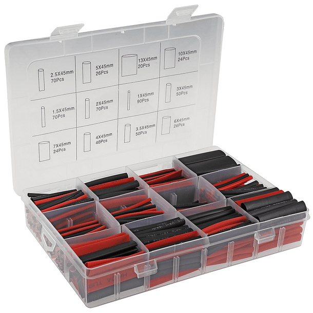 Kit Manga Termoretractil Preto/Vermelho (560 pcs) - Caixa Plástica 1