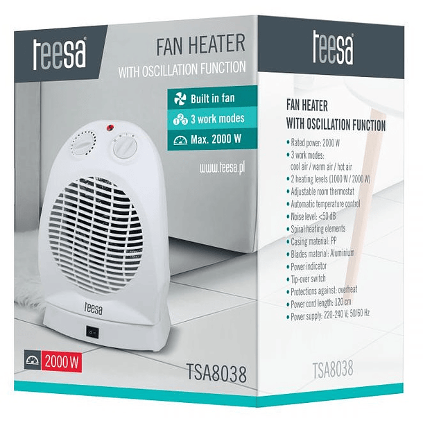 Aquecedor Compacto Rotativo Vertical 2000W - TEESA 4