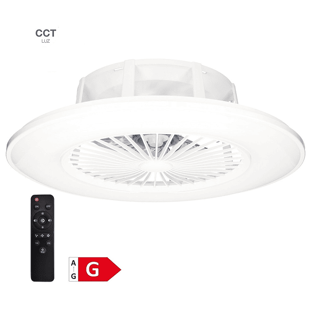 Ventoinha de Teto Ø56cm c/ Iluminação LED CCT Regulável c/ Comando (Branco) - GSC 1