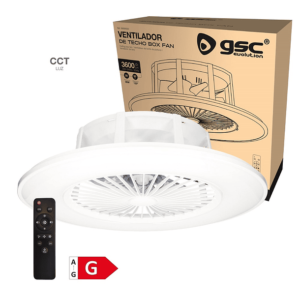 Ventoinha de Teto Ø56cm c/ Iluminação LED CCT Regulável c/ Comando (Branco) - GSC 2