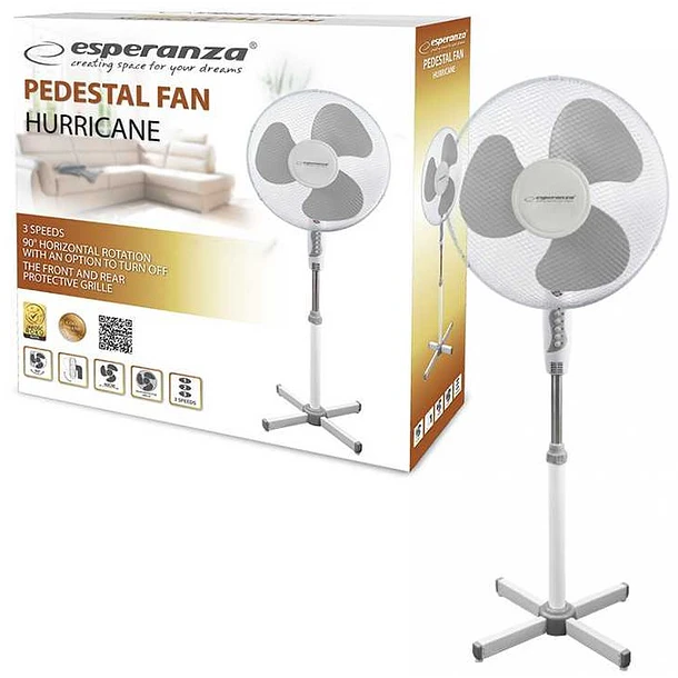 Ventoinha de Pé 3 Velocidades 50W Altura Regulável (Ø40cm) - ESPERANZA 1
