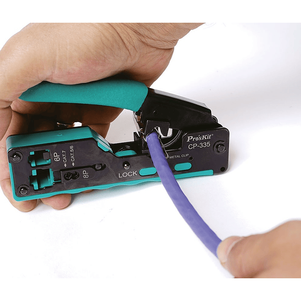 Alicate Modular p/ Cravar Fichas Telefone/Rede RJ11/12/RJ45 - Proskit CP-335 4
