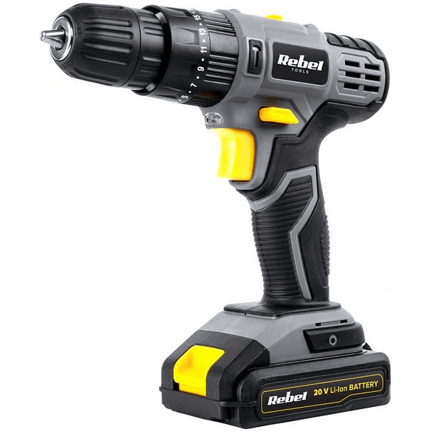 Aparafusadora/Berbequim/Martelo Recarregável s/ Fios com Iluminação LED (até 1300 RPM) - REBEL 1