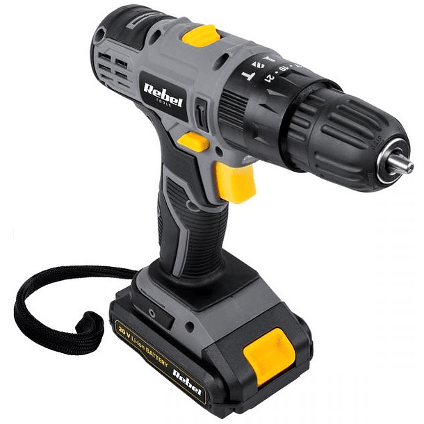 Aparafusadora/Berbequim/Martelo Recarregável s/ Fios com Iluminação LED (até 1300 RPM) - REBEL 4