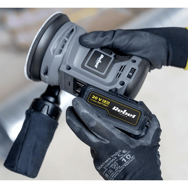 Lixadeira Eléctrica s/ Fios a Bateria 20V - REBEL RB-1059 3