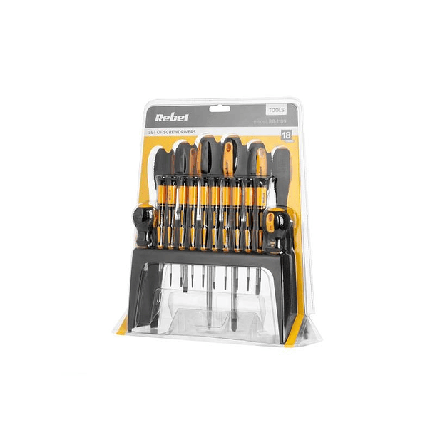 Conjunto 18x Chaves de Fenda/Cruz - REBEL RB-1109 3