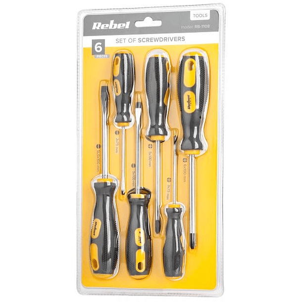 Conjunto 6x Chaves de Fenda/Cruz - REBEL RB-1108 2