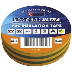 Fita Isoladora PVC Amarela/Verde (20 mts x 19 mm x 0,13 mm)