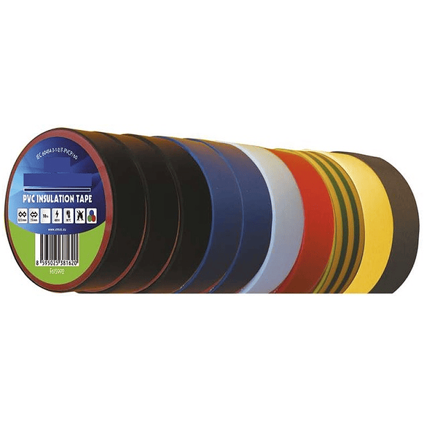 Emb. 10x Fitas Isoladoras Multi-Cores (10 mts x 15 mm x 0,13 mm) 