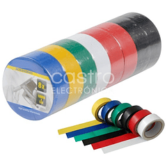 Emb. 8x Fitas Isoladoras Multi-Cores (5 mts x 19 mm x 0,13 mm) - KINZO