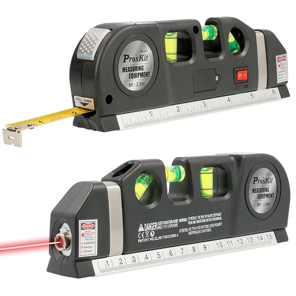 Fita Métrica Multifunções c/ Nível + Laser (2,50 mts) - Proskit 