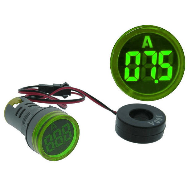 Amperímetro Digital LED Redonto Verde p/ Painel (0...100 Amp.) 1