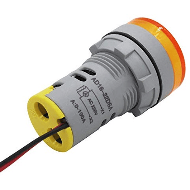 Amperímetro Digital LED Redonto Amarelo p/ Painel (0...100 Amp.) 2