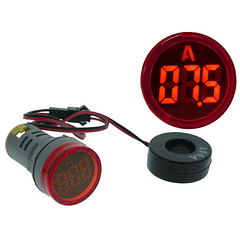 Amperímetro Digital LED Redonto Vermelho p/ Painel (0...100 Amp.)