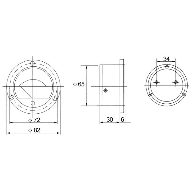 Amperímetro Redondo de Painel 5A DC 2