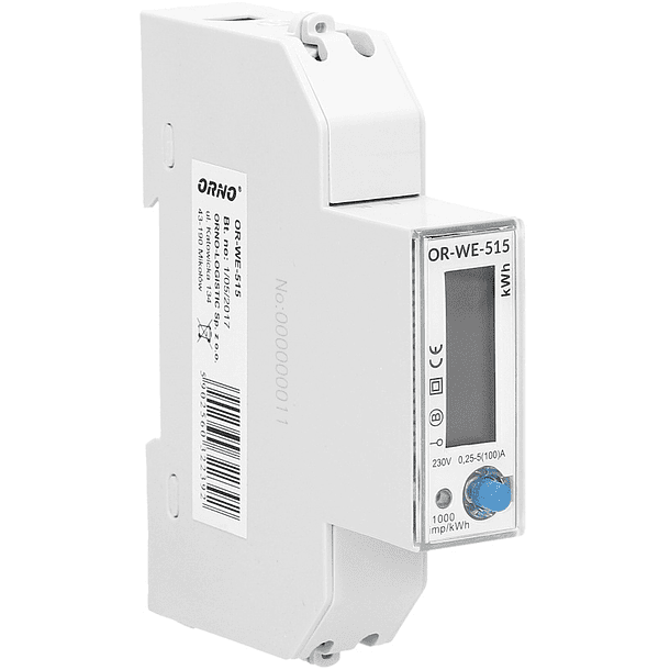 Medidor Digital de Consumo de Energia Multi-tarifa Monofásico (100A) c/ RS485 p/ Calha DIN - ORNO 3