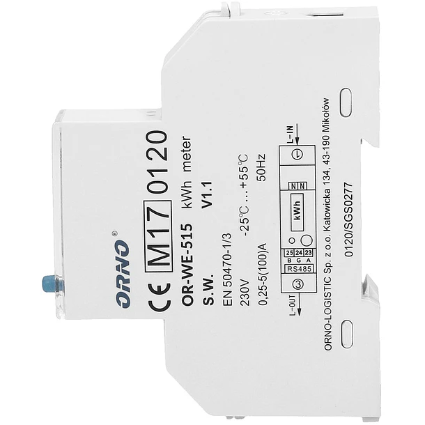 Medidor Digital de Consumo de Energia Multi-tarifa Monofásico (100A) c/ RS485 p/ Calha DIN - ORNO 4