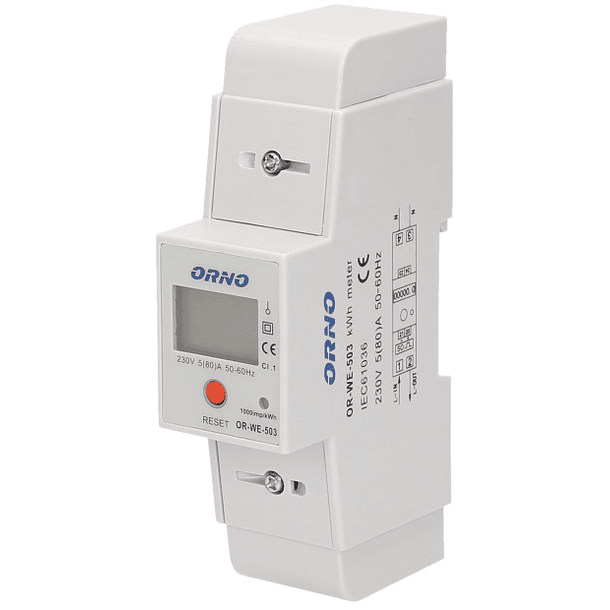 Medidor Digital de Consumo de Energia Monofásico (80A) c/ RS485 para Calha DIN - ORNO 1