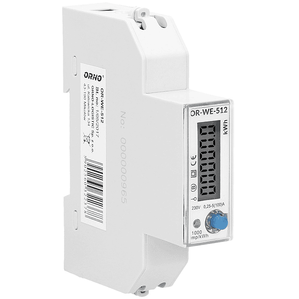 Medidor Digital de Consumo de Energia Monofásico (100A) p/ Calha DIN - ORNO 1