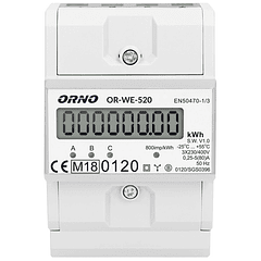 Medidor Digital de Custos de Energia p/ Calha DIN 80A c/ MID (Trifásico) - ORNO