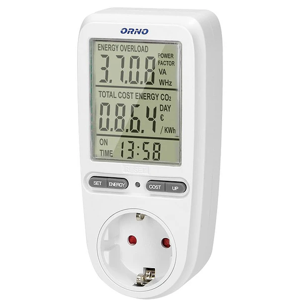 Medidor Digital de Custos de Energia, Potência, Corrente, Frequência, ... (3680W) - ORNO 