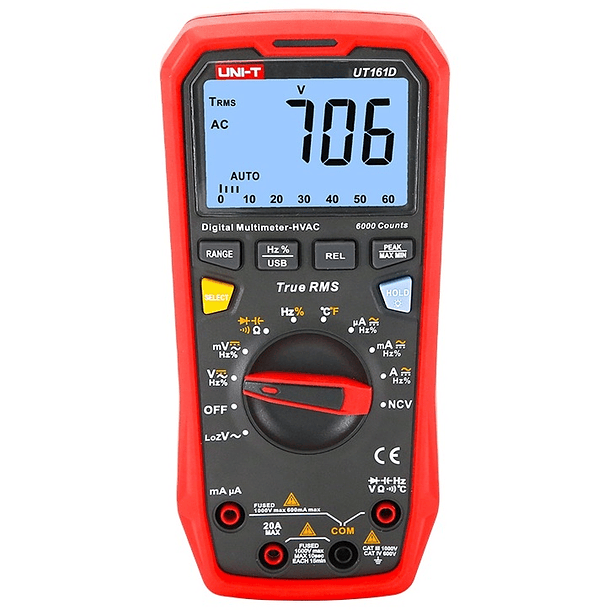 Multímetro Digital True RMS Auto-Range USB - UNI-T 