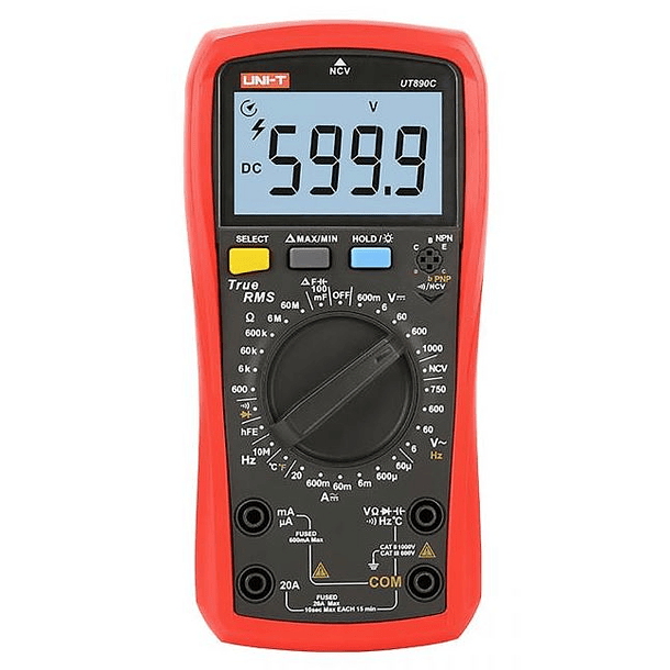 Multímetro Digital c/ Capacimetro / Temperatura / Testador Transístores - UNI-T 1