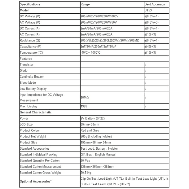 Multimetro Digital - UNI-T 3