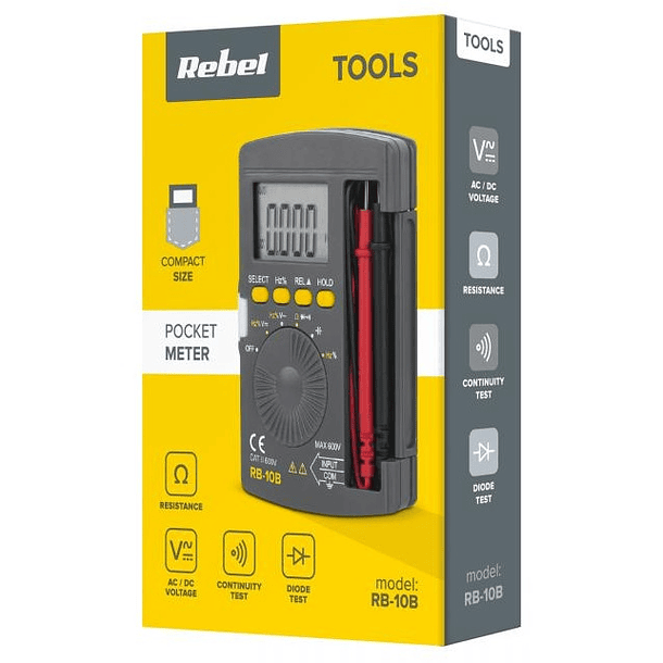 Multimetro Digital de Bolso 3 ½ Dígitos - REBEL RB-10B 4