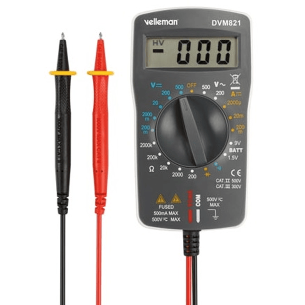 Multímetro Digital CAT II 500V / CAT III 300V - VELLEMAN 1