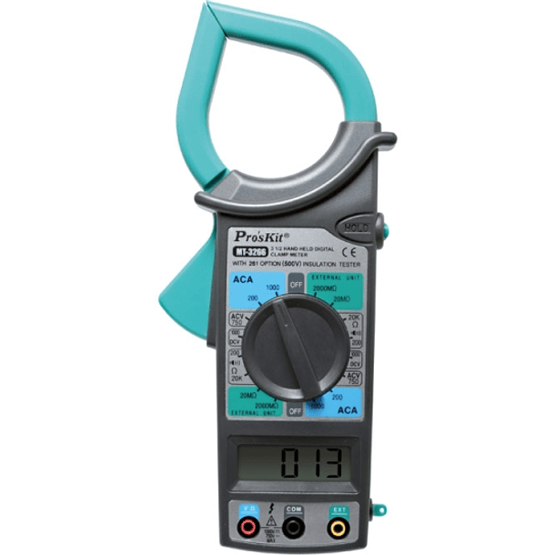 Pinça Amperimétrica AC 1000A c/ 3 ½ Dígitos - Proskit 