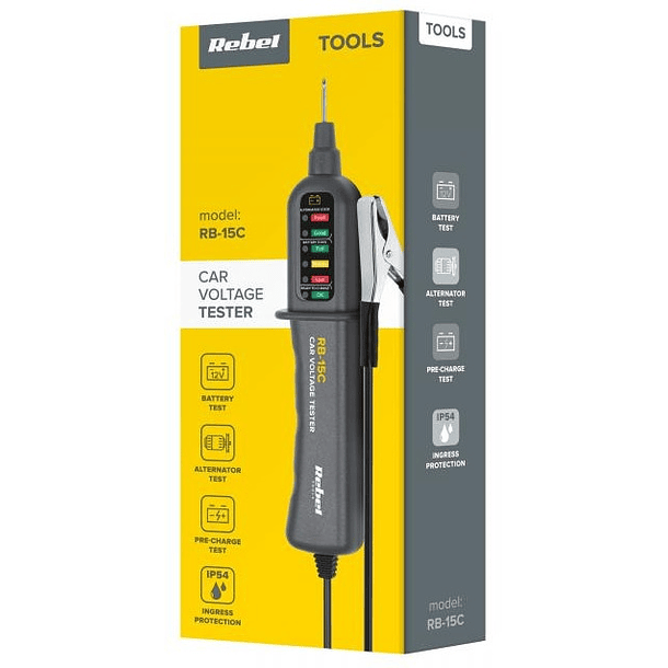 Testador de Baterias e Alternador 12V c/ LEDs - REBEL RB-15C 3