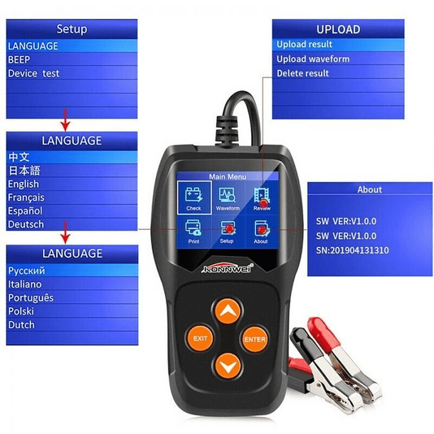 Testador/Medidor de Baterias Profissional 12V Auto/Moto 4