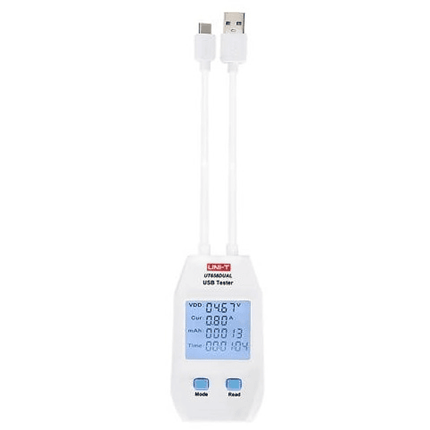 Testador Digital de Portas USB-A + USB-C (Voltagem e Corrente) c/ Memória - UNI-T 2