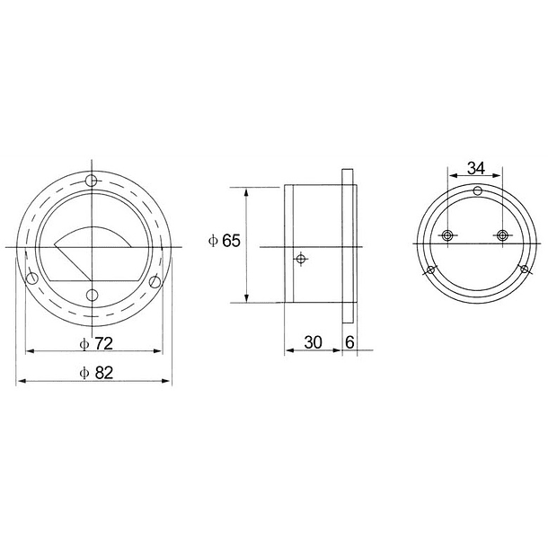 Voltímetro Redondo de Painel 30V DC 2