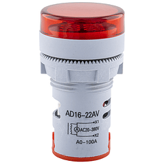 Voltímetro/Amperímetro Digital Redonto p/ Painel (12...500V AC / 0...100 Amp.) - Vermelho