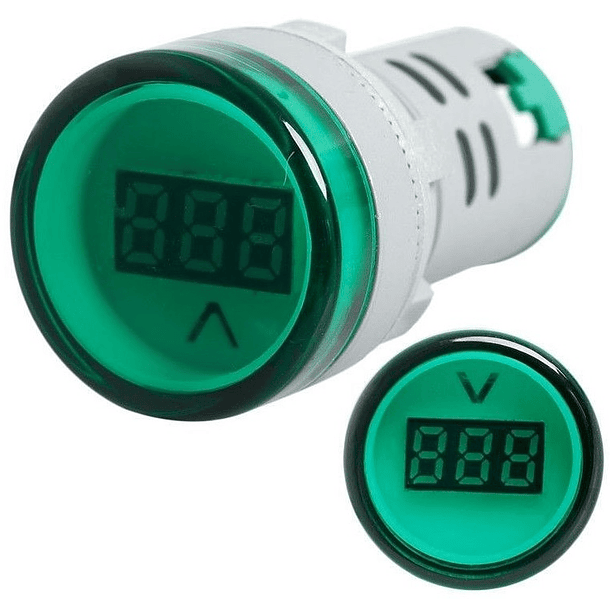 Voltímetro Digital LED Redonto Verde p/ Painel (12...500V AC) 1