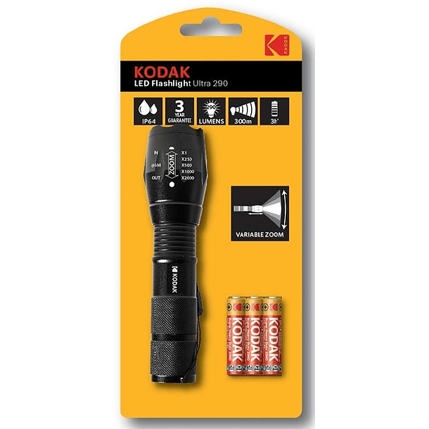 Lanterna LED ULTRA290 290Lm + 3 Pilhas AAA R03 - KODAK 