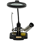 Lupa de Mesa c/ Iluminação LED + Suporte de Ferro Soldar + Pinças 3