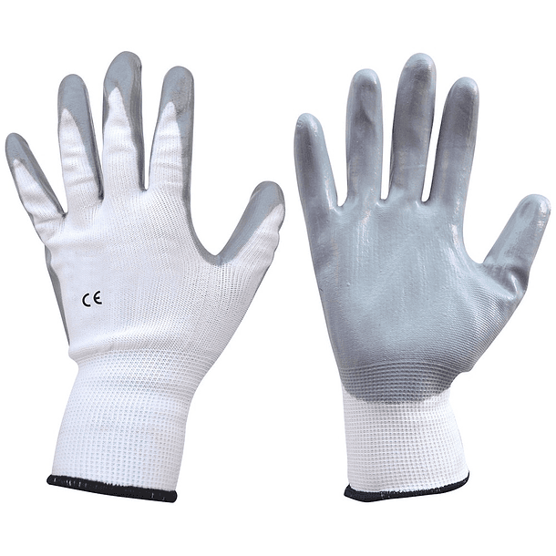 Par Luvas de Protecção em Nylon e Revestimento Nitrilo Branco (Tamanho 7) 
