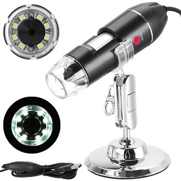 Microscópio Digital USB 1600x c/ Iluminação LED 1