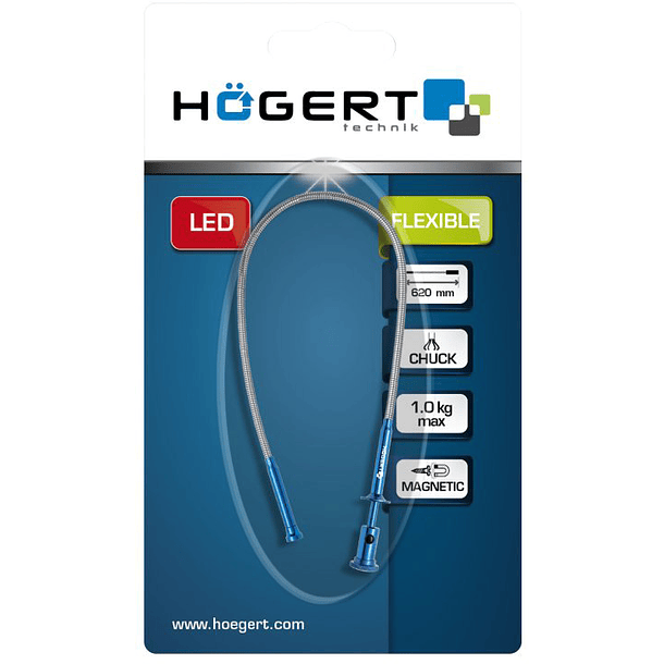 Haste Flexível c/ Ponta Magnética e LED 620mm (Máx. 1.0Kg) - HOGERT 2