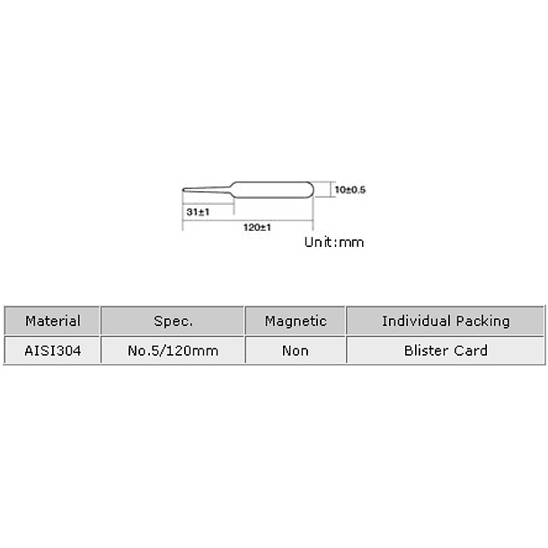 Pinça Niquelada Extra Fina 120mm (Blister) - Proskit 2