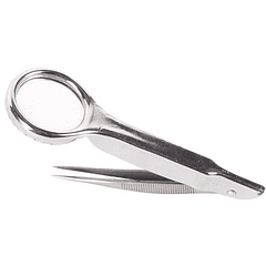 Pinça Pontas Rectas 60mm c/ Lupa Incorporada 6x