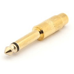 Ficha Adaptadora Jack 6,3mm Macho Mono - 1 RCA Femea (Dourada)