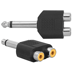 Ficha Adaptadora 6,3mm Macho Mono - 2 RCA Femea