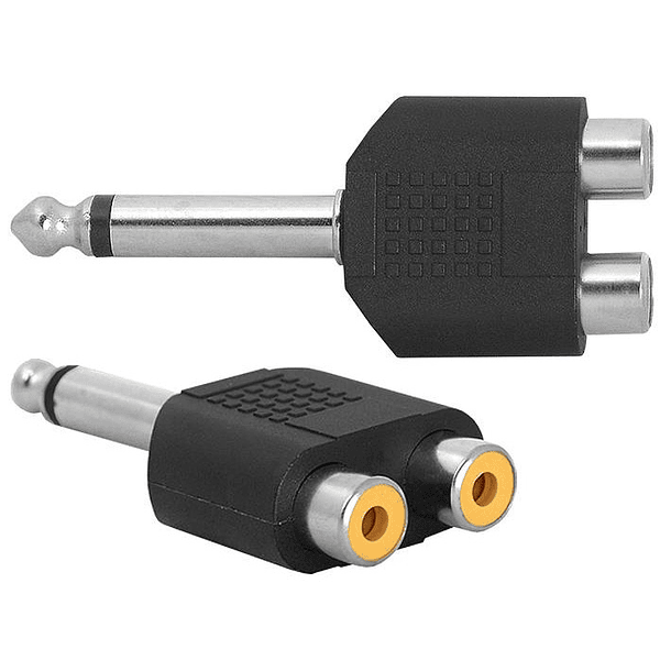 Ficha Adaptadora 6,3mm Macho Mono - 2 RCA Femea 