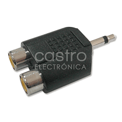 Ficha Adaptadora Jack 3,5mm Macho Mono -> 2x RCA Femea