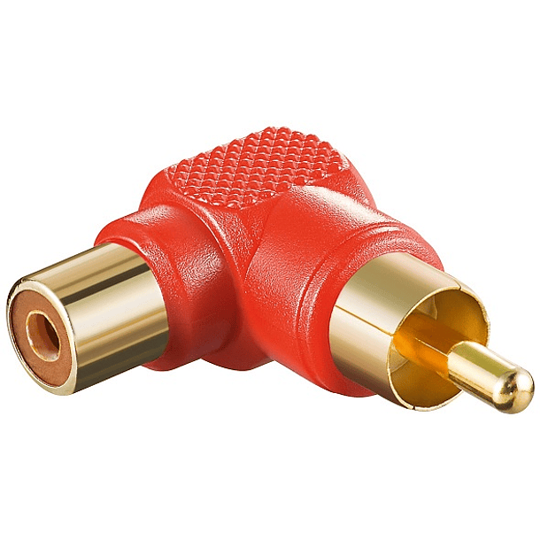 Ficha Adaptadora 90º RCA Macho -> RCA Femea (Vermelho) 